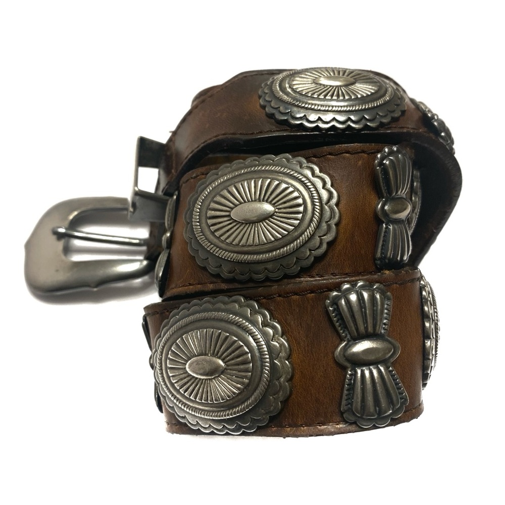 Vintage Eddie Bauer Genuine Full Grain Leather Plein Fleu Concho Belt Unisex